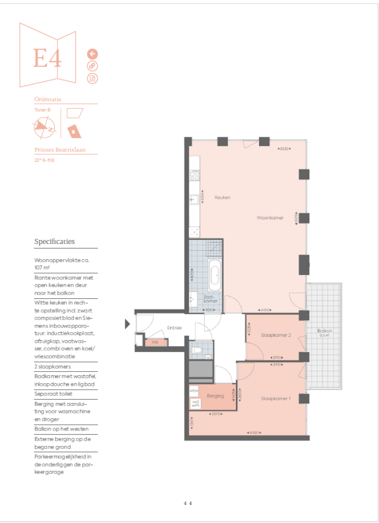 Plattegrond 1 van 1, Prinses Beatrixlaan 9 118, DEN HAAG