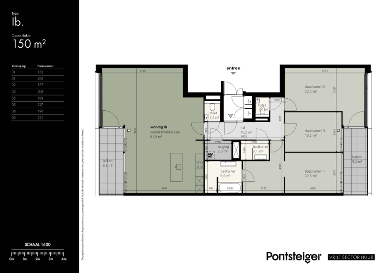 Plattegrond 1 van 1, Pontsteiger 173, Amsterdam