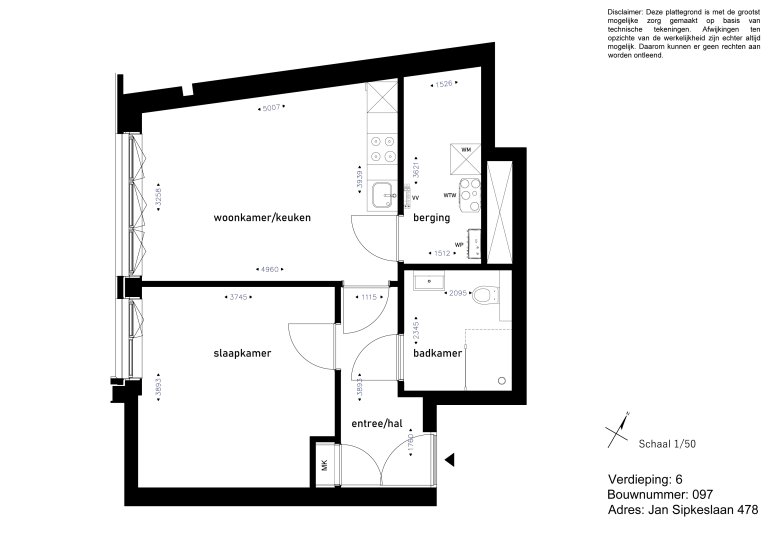 Plattegrond 1 van 1, Cees Sipkeslaan 478, Diemen