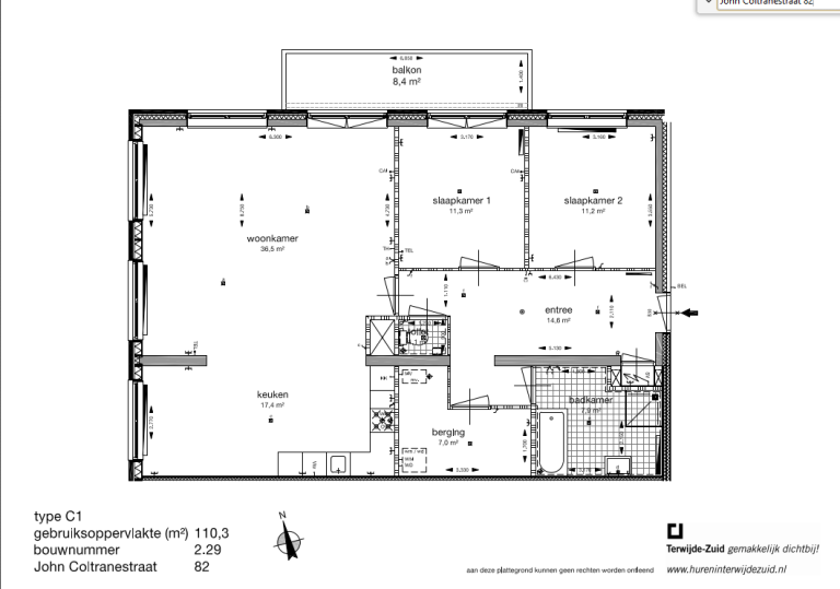 Plattegrond 1 van 1, John Coltranestraat 82, Utrecht