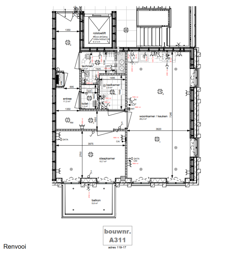 Plattegrond 1 van 1, Oosterhamrikkade 119 17, Groningen