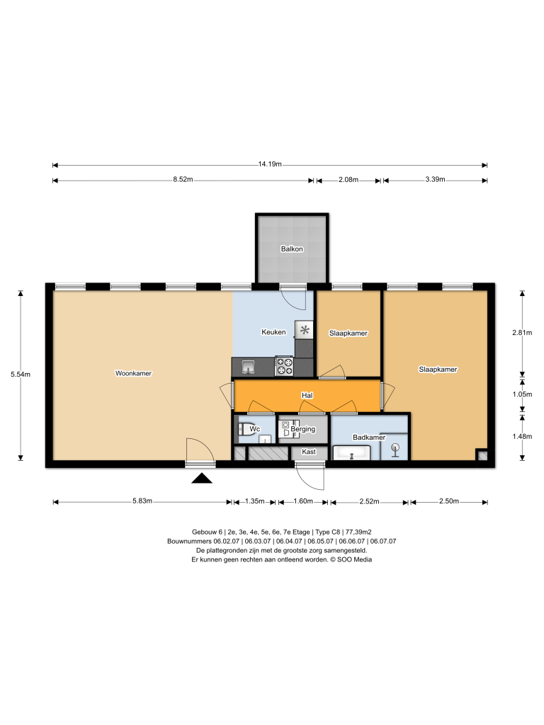 Plattegrond 1 van 1, Maanplein 91 B, Den Haag
