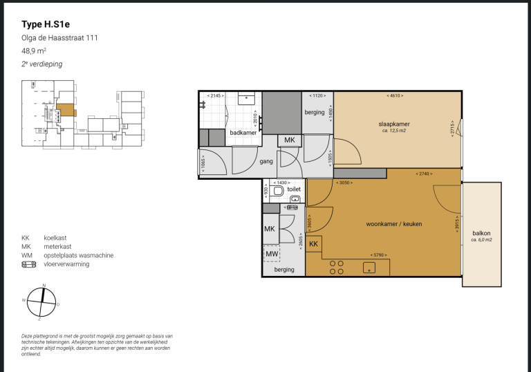 Plattegrond 1 van 1, Olga De Haasstraat 111, Amsterdam
