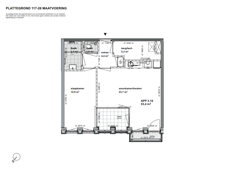 Plattegrond 1 van 2, Oosterhamrikkade 117 28, Groningen