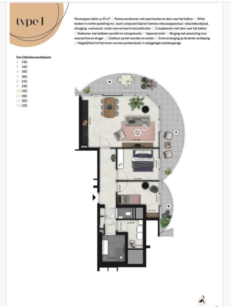 Plattegrond 1 van 1, Van Oldenbarneveltplaats 16 D, ROTTERDAM