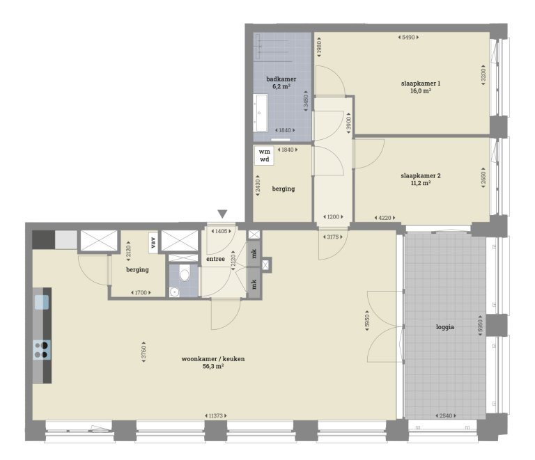 Plattegrond 1 van 2, Tt. Vasumweg 36 S4, Amsterdam