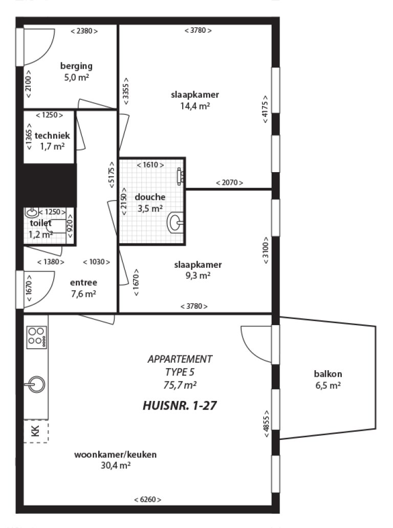 Plattegrond 1 van 1, Pleiadenlaan 1 27, Groningen