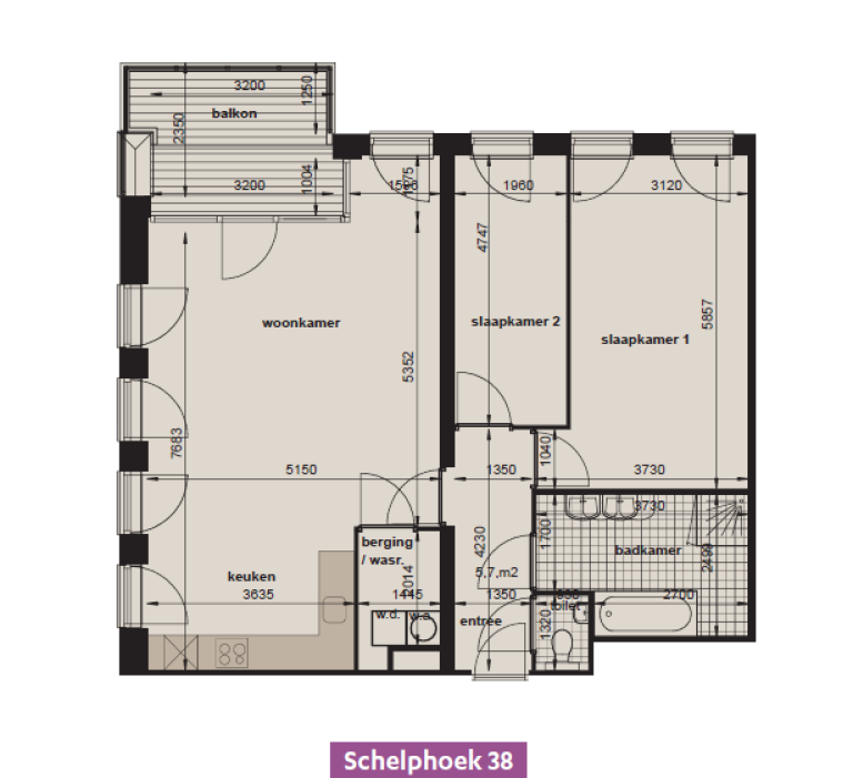 Plattegrond 1 van 1, Schelphoek 38, ALKMAAR