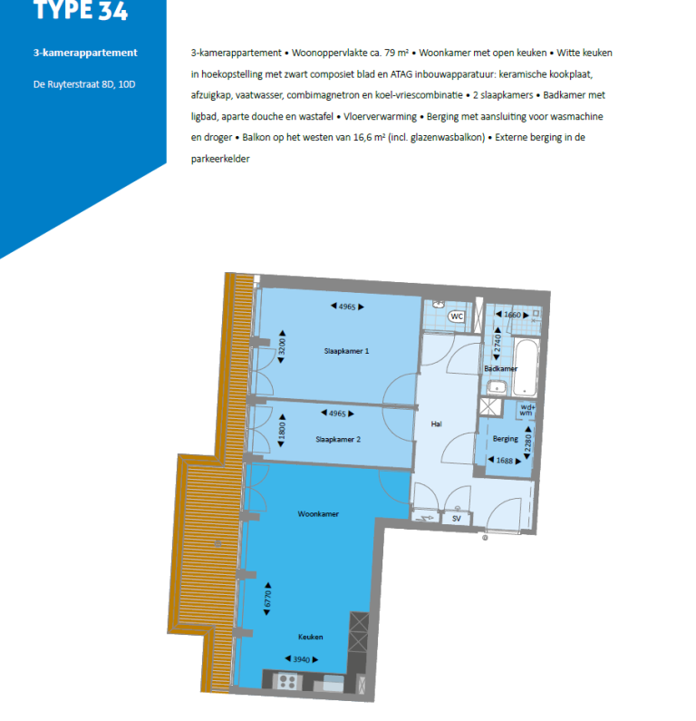 Plattegrond 1 van 1, De Ruijterstraat 10 D, DEN HAAG