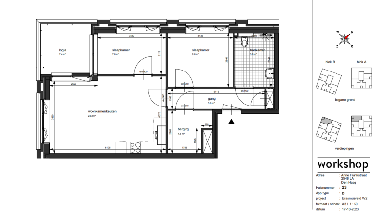 Plattegrond 1 van 1, Anne Frankstraat 23, 's-gravenhage