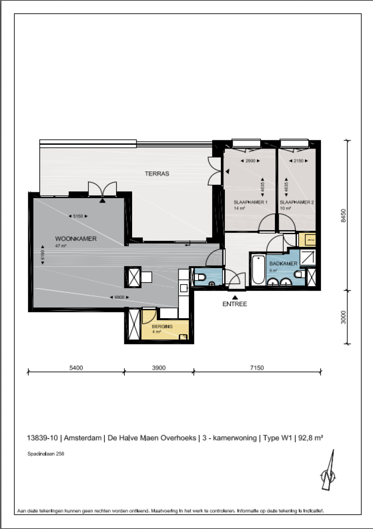 Plattegrond 1 van 1, Spadinalaan 258, Amsterdam