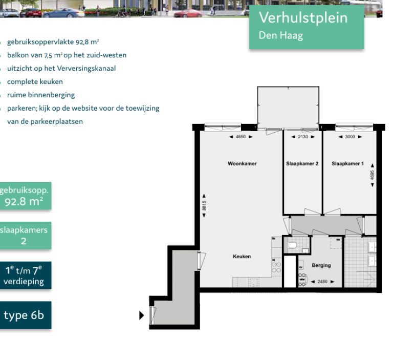 Plattegrond 1 van 1, Verhulstplein 16 L, Den Haag