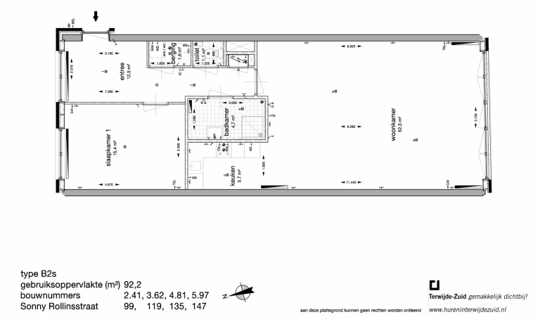 Plattegrond 1 van 1, Sonny Rollinsstraat 135, Utrecht