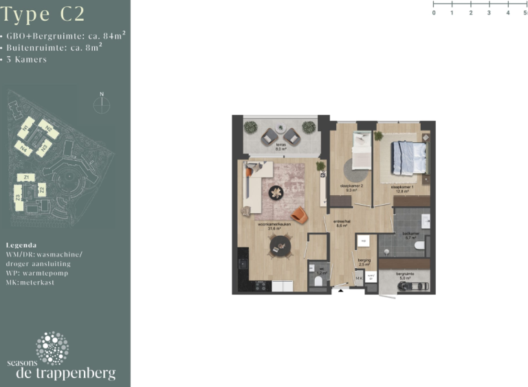 Plattegrond 1 van 1, Crailoseweg 98 C6, Huizen