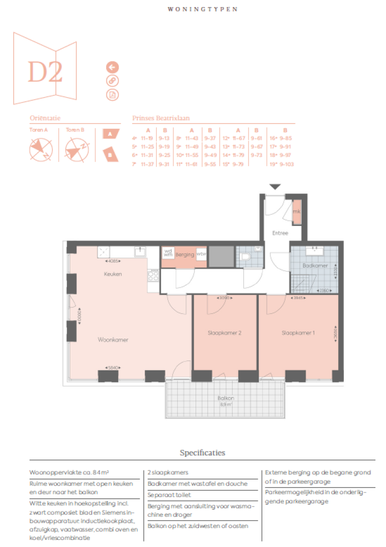 Plattegrond 1 van 1, Prinses Beatrixlaan 9 37, DEN HAAG